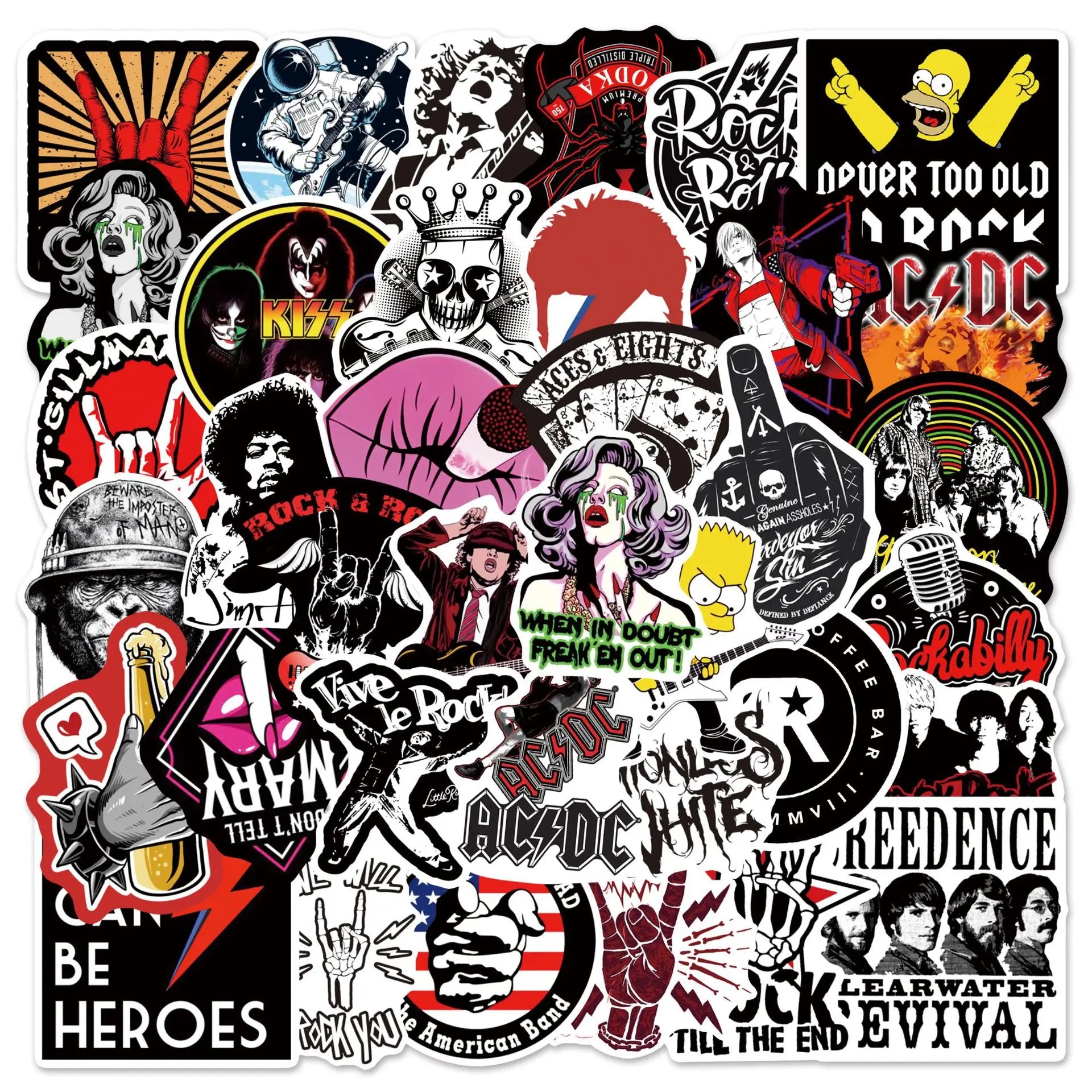 54Pcs Fashion ROCK Band Graffiti Decorative Stickers Label for Suitcase Laptop Guitar Scrapbook Skateboard Waterproof Sticker