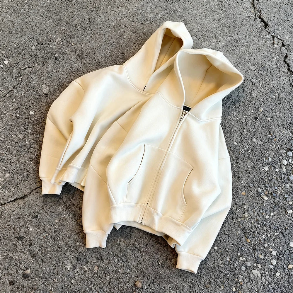 Plus Size Unisex Hooded Sweatshirt 500 Gsm Acid Wash Fleece Heavyweight Custom Logo 3d Embossed 100% Cotton Mens Zip up Hoodies