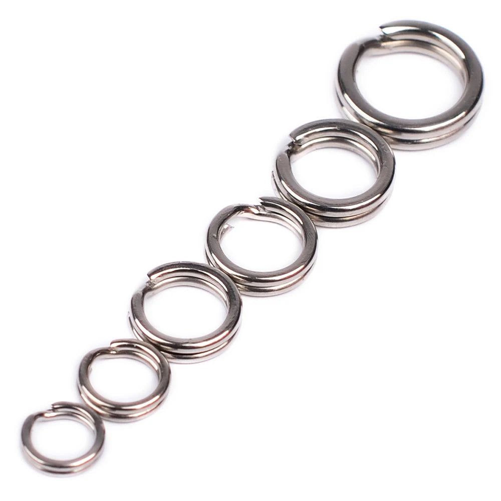 200pcs/set Multi-Use Fishing Split Rings Crank Hard Bait Snap Silver Stainless Steel Double Loop Split Open Carp Lure Model PJ94
