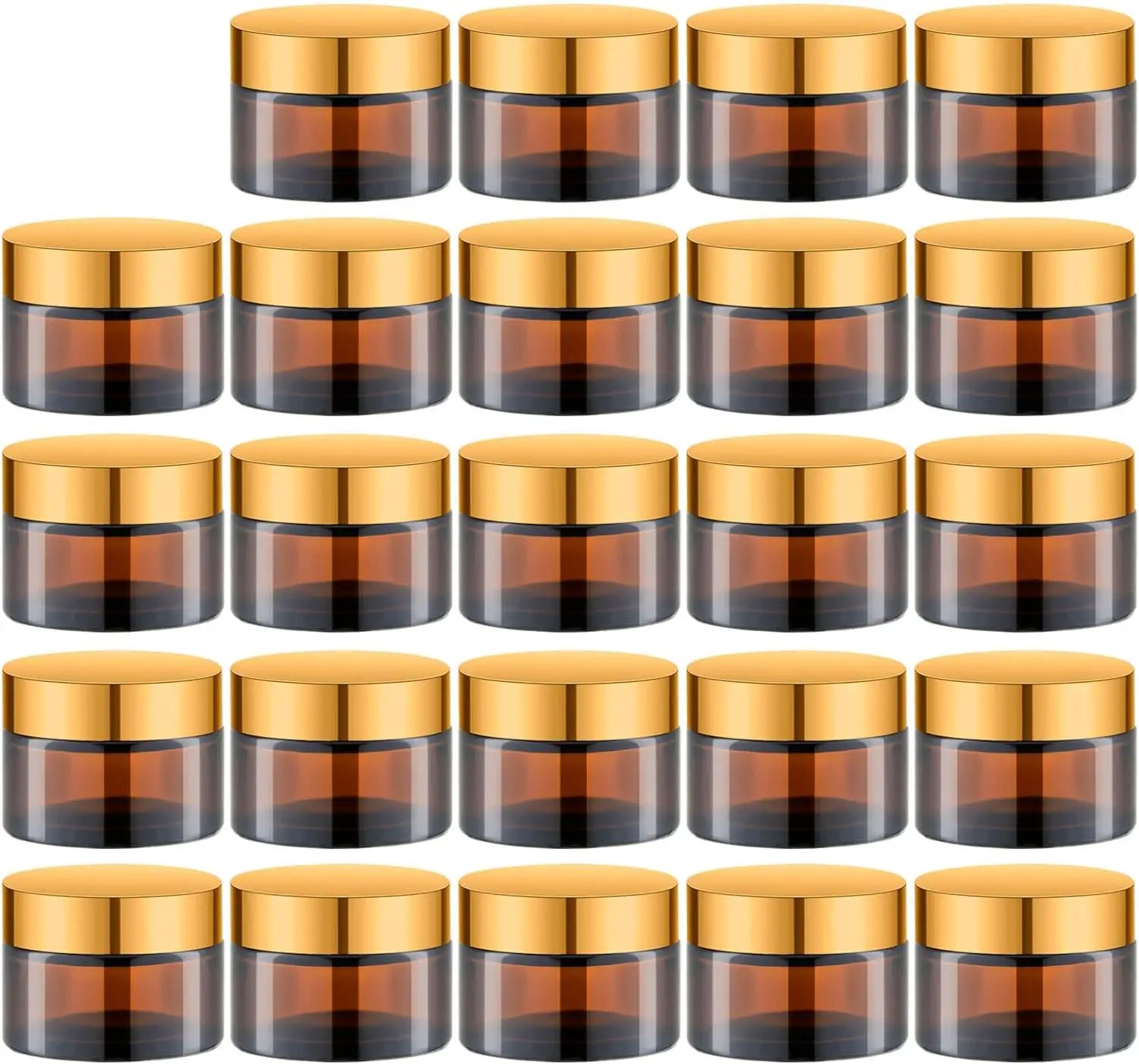 1 oz Round Amber Glass Jar with Inner Liners and Gold Lid (24pcs)