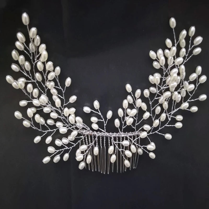 Popular Gentle Luxury Pearl Bridal Headpiece Accessories Fancy Wedding Hair Vine Party Prom Hair Clip Jewelry Brides Barrette