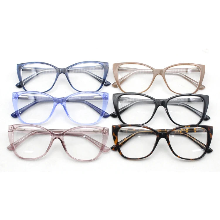 Women's Blue Black Cat Eye Style Optical Lenses Light CP Injection Eyeglass Frames Solid Pattern Myopia Position Direct Factory