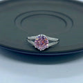 Unique Rhodium 925 Silver Jewelry Round Cut Pink Moissanite Diamond Engagement Ring