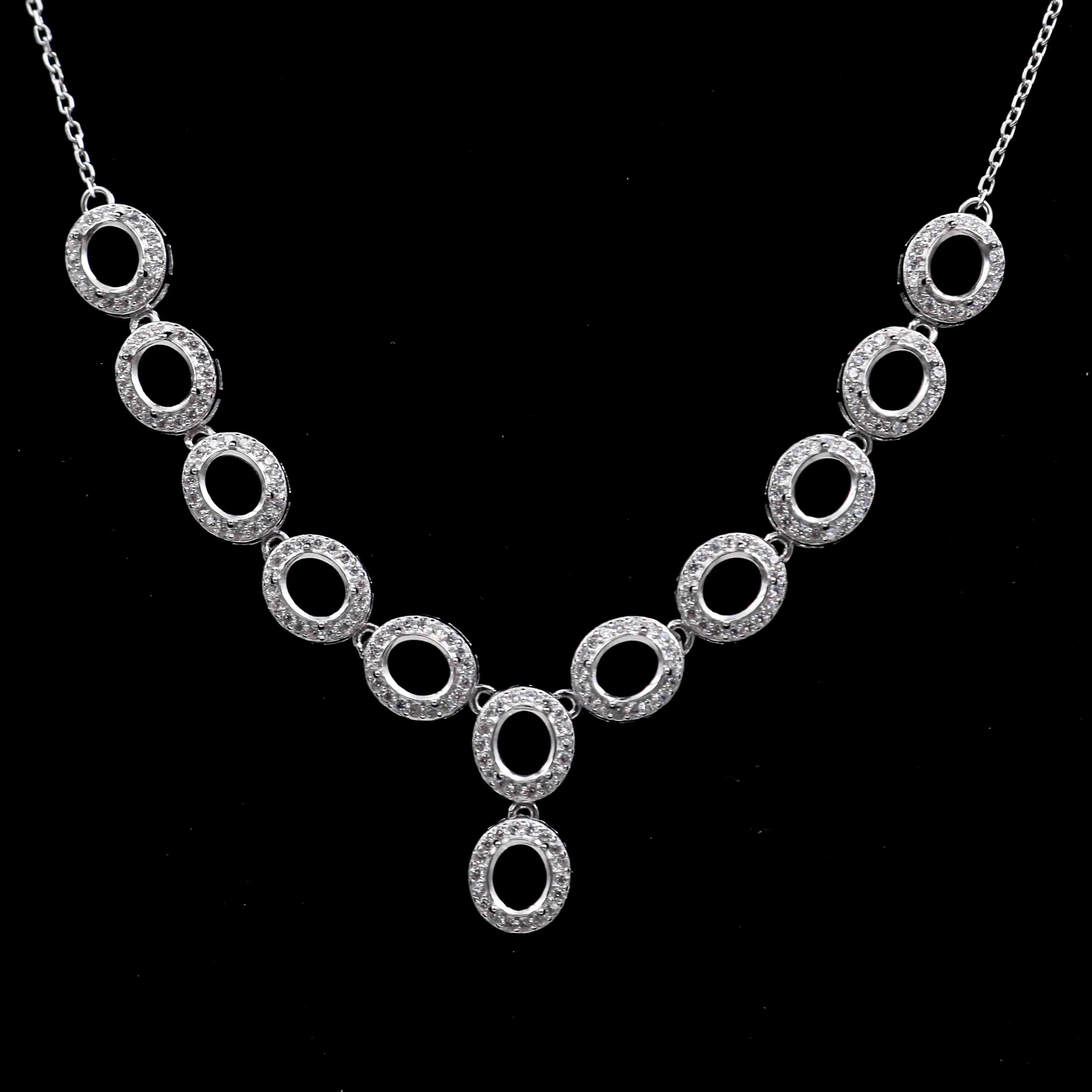 Sterling Silver 5*6mm Semi Mount Necklace Empty Support Blank Claw Setting S925 Base Holder Without Center Stone for DIY Inlay