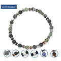 Handmade Faceted Gemstone Stretch Bracelet for Men Customizable Logo Trendy Style with Antique Stainless Steel Beads Gift