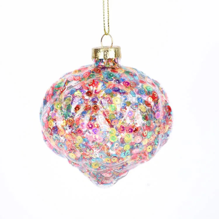 Factory Supply Clear Heart Glass Christmas Round Ball Ornaments with Colorful Dots Inside Glass Crafts for Christmas Tree