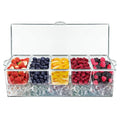 Clear Chilled Condiment Server Clear Icy Condiment Bar Chilled Condiment Tray with Lid and 5 Removable Compartments