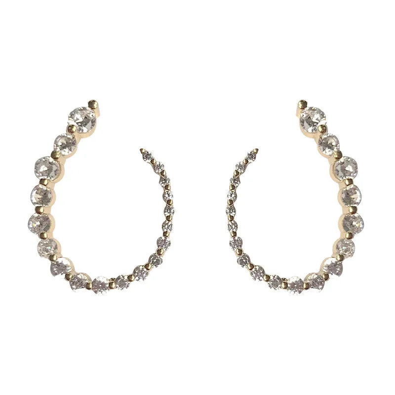 2025 Trendy Fashion Geometric Zircon Alloy 18K Gold Plated Charm Big Earrings