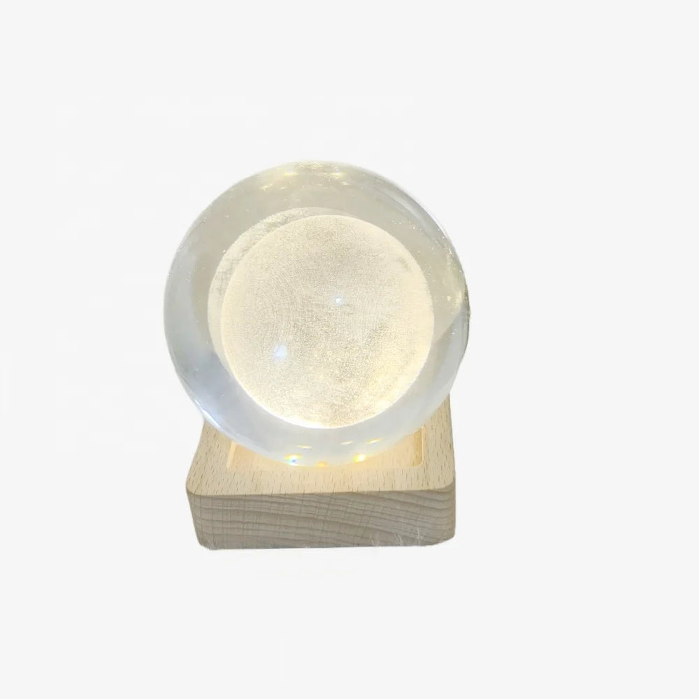 3D Moon Crystal Ball Night Light LED Stand Hand Made K9 Crystal Souvenir Gift Decoration Figurine Lamp