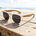 White Half Rim Frame Multi-Color Polarized Wooden Shades: Custom Logo & Spring Hinges for Outdoor Activities