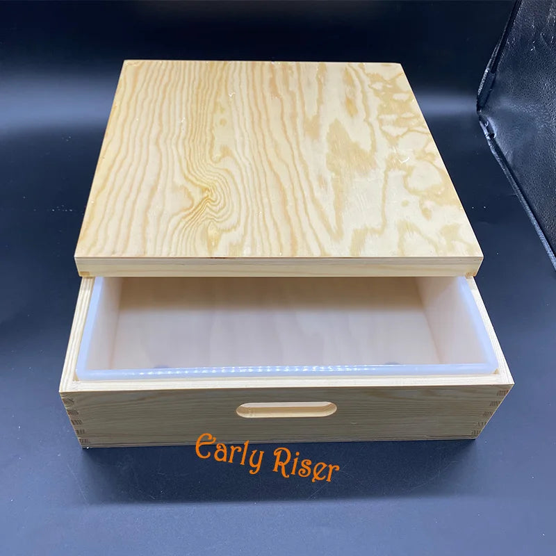 Early Riser Huge Square Wooden Slab Mold With Silicone Inner Liner 8000ml Large Silicon Mould With Wood Box Factory Price