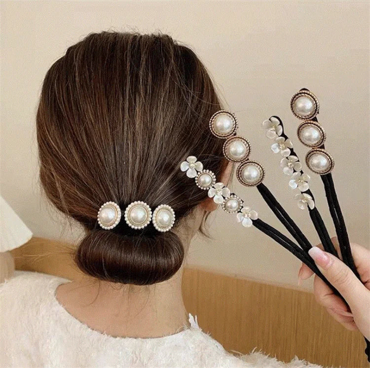 New Design Women Accessories Hairpin Hair Holder Curling Tool Hand Made Flower Hair Device Pearls Hair Sticks