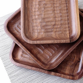 Walnut Wood Serving Tray Plates for Snacks Bread Fruit Wood Storage Dinner Dish Wood Art Decors