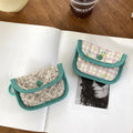 Custom Cotton Seamless Floral Cherry Cartoon Pattern Quilted Puffy Card Holder Hasp Closure Pouch Kids Coin Purse for Girls
