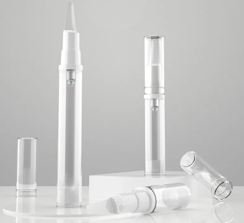 100pcs 5ml 10ml 15ml Vacuum Airless Pump Bottles Empty Cosmetic Serum Packaging Refillable Storage Container Screen Printed Eye