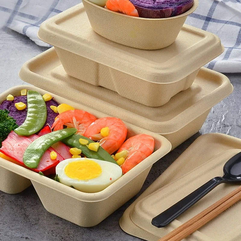 Free Sample 100% Biodegradable Compostable Disposable Eco-Friendly Paper Food Container Made Bagasse Custom Logo for Camping MegaBDM