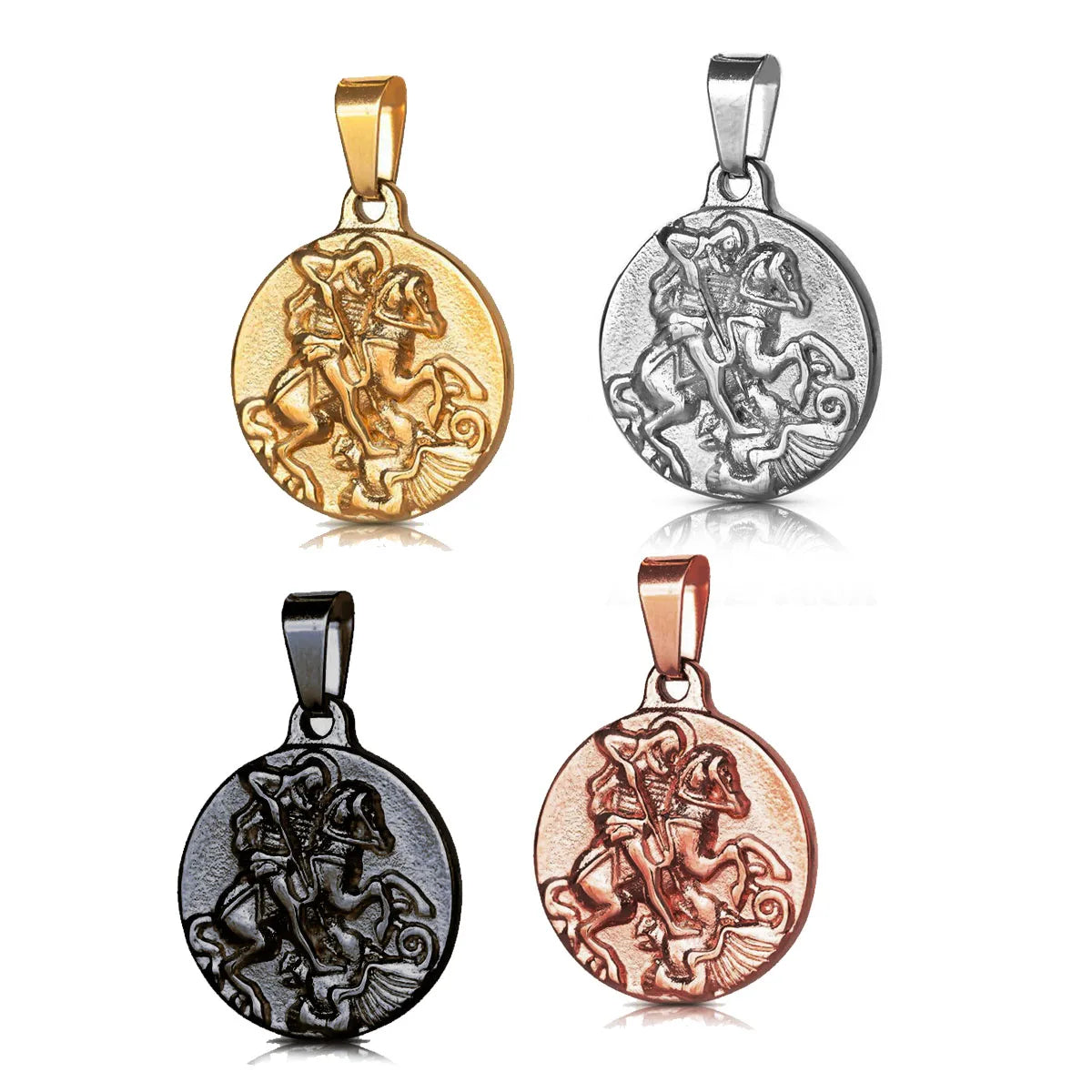 Trendy Compass Medusa Charm Men Crucifix Cross Jewelry Religious St George Pendants 18k Gold Saint Pendant Stainless Steel