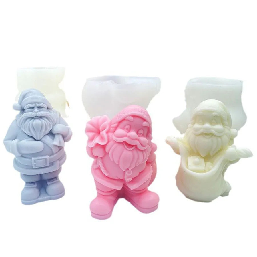 HY Christmas Santa Claus Mold Silicone Candle Mold for Scented Candle Gift Plaster Home Decora