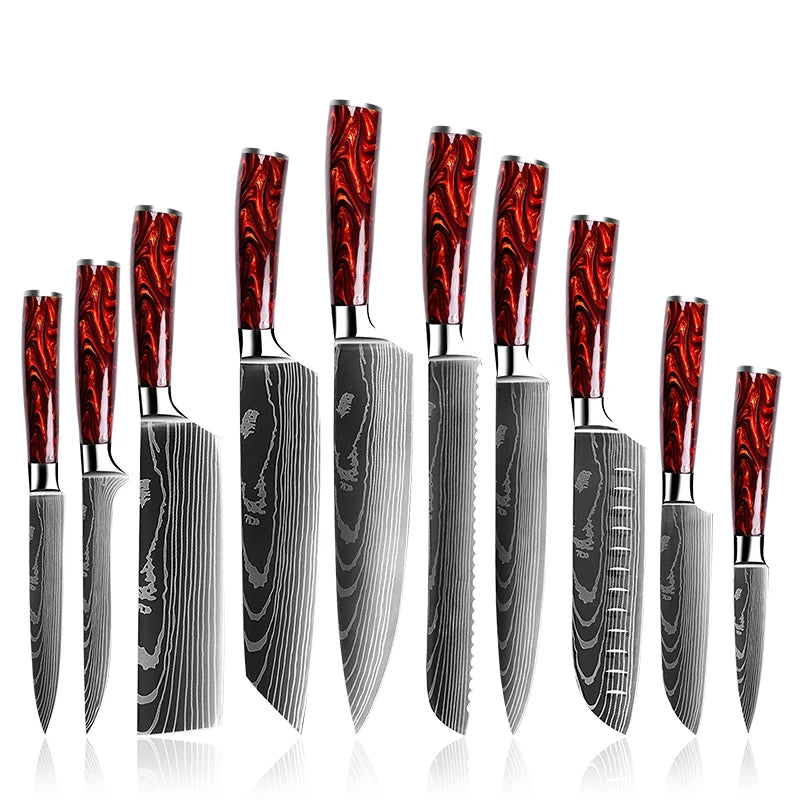 Grandsharp Professional Kitchen Knife Sets Stainless Steel Butcher Fruit Steak Santoku Messer Knives Damascus Pattern Chef Knife