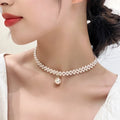 Big Pearl Charm Necklace Gold Plated Fresh Water Bead Pearls Choker Necklace Women