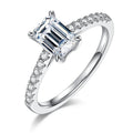 Hot Selling Bling-Bling Moissanite Ring 925 Emerald Moissanite Ring Gra Certified Emerald Cut  for Female Gift Jewelry