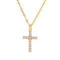 2023 New Popular Christian Cross Pendant Jewelry PVD Gold Plated Stainless Steel Zircon Pendant Stock Selling Wholesale Necklace