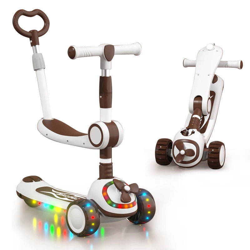 Trotinette Pour Enfants 3 Wheels LED Pu Children's E Scooter Kid Kick Scooters Foot Scooters for Children Music and Lights