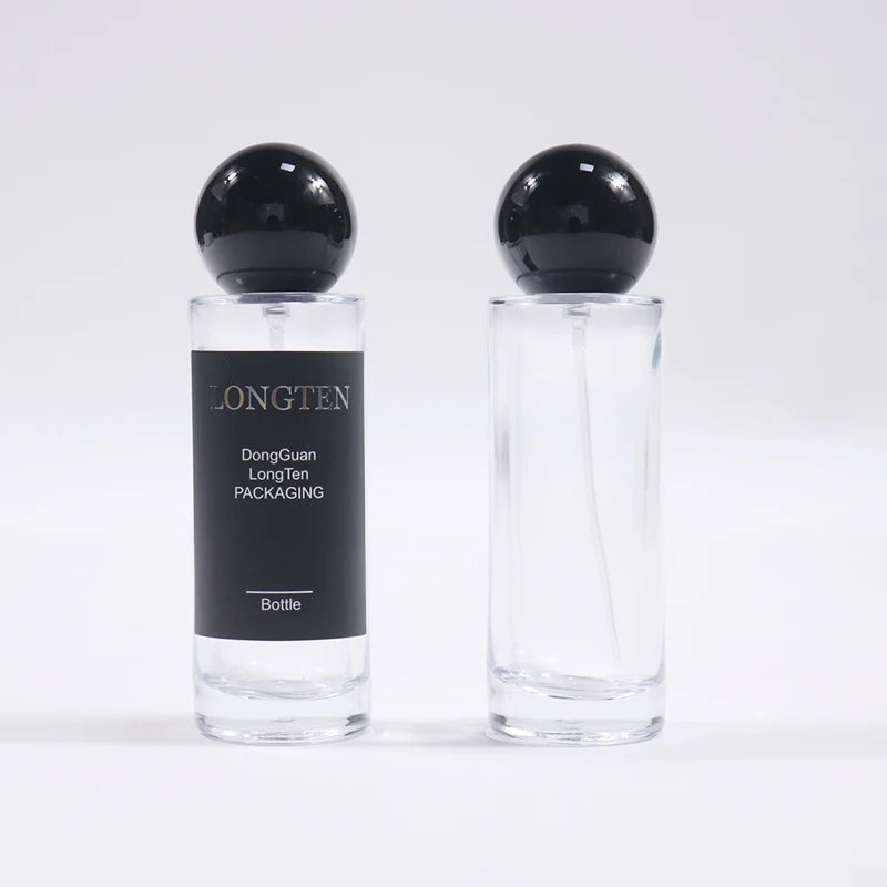 Wholesale 50ml Empty Glass Spray Perfume Luxury Custom Unique Bottles Packaging Screen Printing Pump Sprayer Black Magnetic Cap