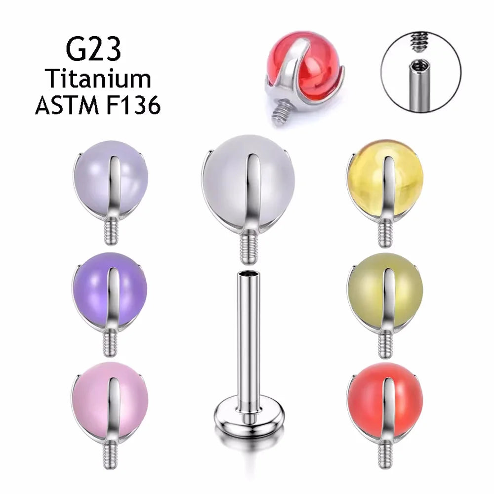 G23 Titanium Labret Lip Piercing 3/4/5mm Crystal Ball Claw Rings Earrings Helix Children's Women Wedding Body Jewelry