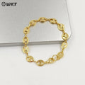 WT-B573 Wholesale New Fashion Real Gold Electroplated Coffee Bean Shape Chain Bracelet Unique Punk Style Simple Metal Bracelet