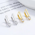 Fashion Jewelry 925 Sterling Silver Statement Earrings Letter D Shape Diamond Gold Plated Hoop Earrings Women