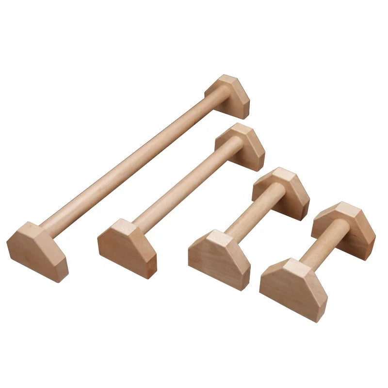 Logo Custom Laser Engraved Durable Lightweight Fitness Solid Beech Wood Parallel Bars & Push up Bar