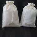 Custom Jute  Drawstring Lotion Pouch Linen Cosmetics Storage Bags With Custom Leather Tag