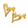 Hypoallergenic Simple Dangle Heart Stud Fashion Gold Plated Titanium Piercing Brass Stud Jewelry Earrings for Women