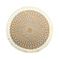White Tassel Printed Geometric Design Home Insulation Mat Insulated Non-slip Boho Style Round Woven Placemat