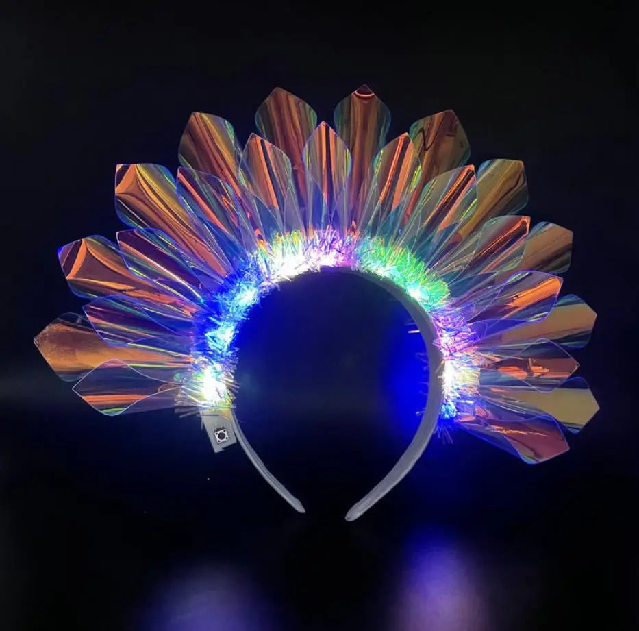 LED Light up Headband Flash Glowing Hair Band Laser Hair Hoop Tiara Luminous Headbands Nightclub Party Festival Costume