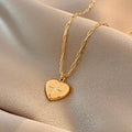 18K Gold Plated Love Heart Pendant Necklace Stainless Steel Starlight Heart Shape Necklace for Valentine's Day