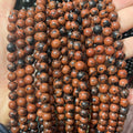 Mahogany Obsidian Smooth Round Gemstone Loose Natural Golden Swan Stone Beads for Jewelry Making Bracelet Necklace