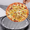 Round Carbon Steel Pizza Baking Pan Perforated Crisper Nonstick Feature Disposable Pizza Peel Handles Oven Safe Dishwasher Safe