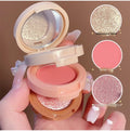 HMultifunctional Shimmer Highlighter Palette& Blush Palette Silky Smooth Powder Long-Lasting Face Makeup for Daily