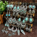 TongLing Boho Vintage Resin Gemstone Turquoise Water Drop Shape Dangle Earring for Women