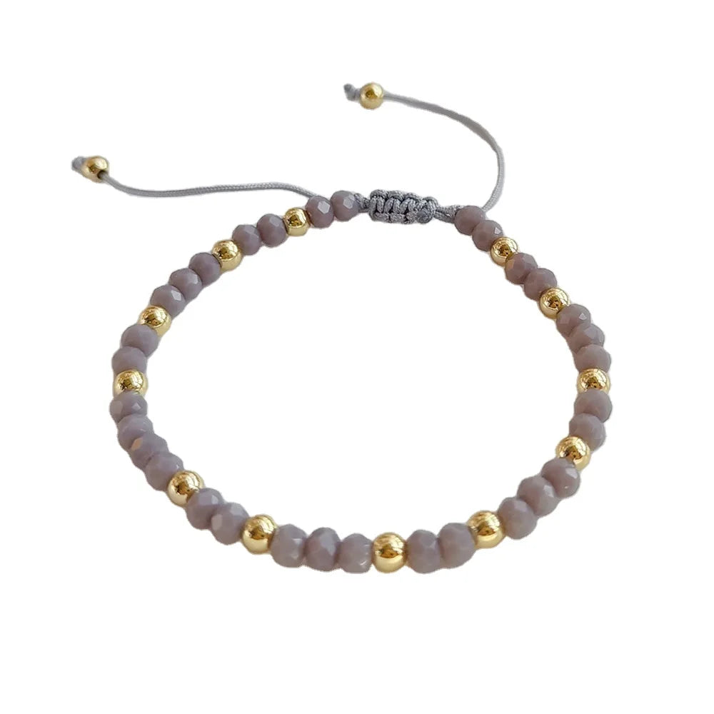 Wholesale Adjustable Multi-color Faceted Crystal Beaded Bracelet Hand Rope Bohemian Style Woven Crystal Bracelet