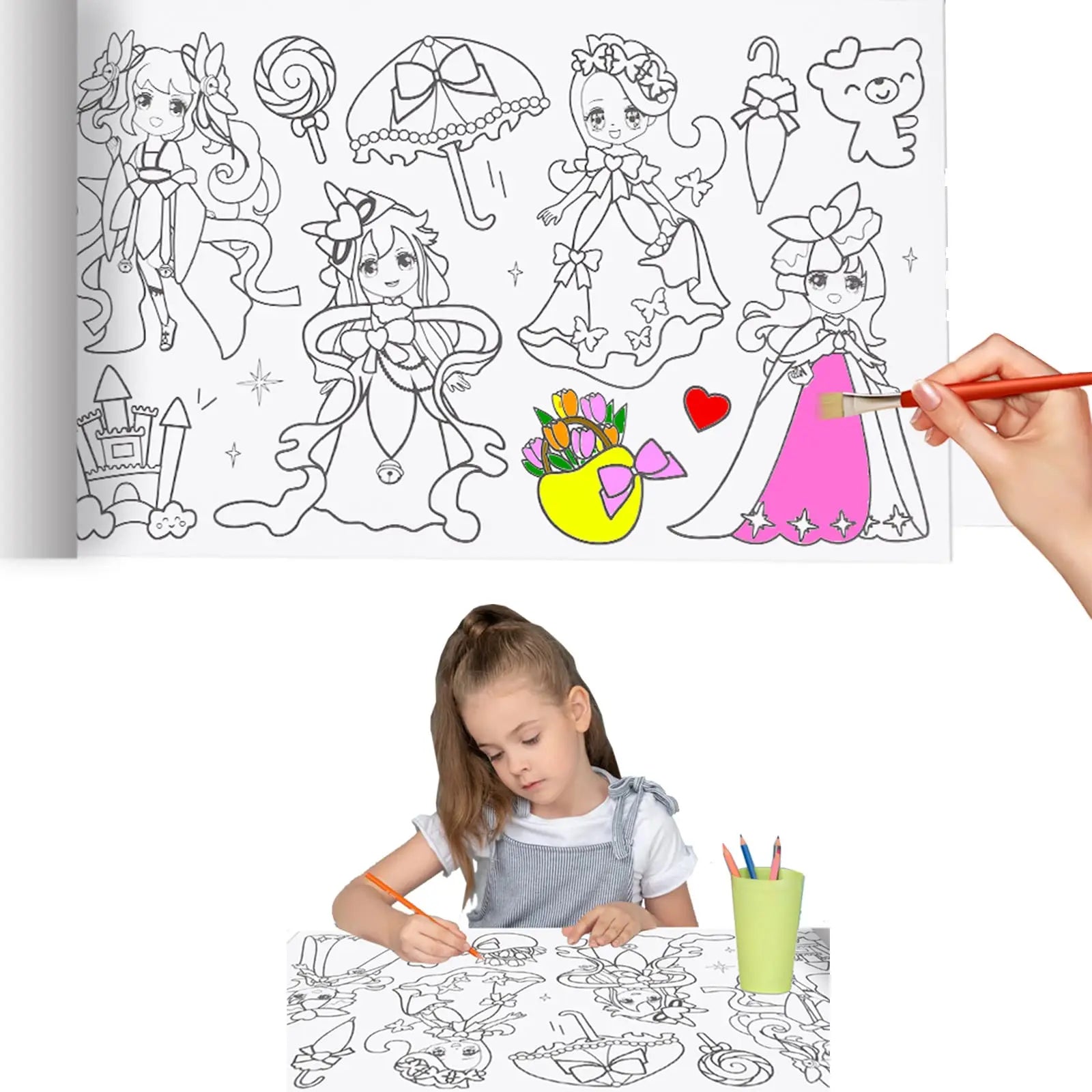 Customized DIY Coloring Paper Roll Children's Drawing Graffiti Scroll Flexographic Printed Film Laminated Educational High Paper
