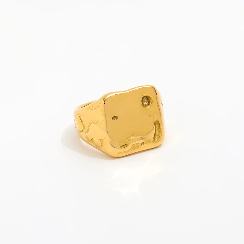 18K Gold Plated Stainless Steel Ring for Women Trendy New Stainless Steel Jewelry