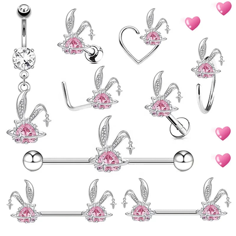 Gaby Bunny Stainless Steel Surgical Steel Jewelry Fake Nose Ring Septum Nipple Piercing Belly Ring for Women ASTM Certified