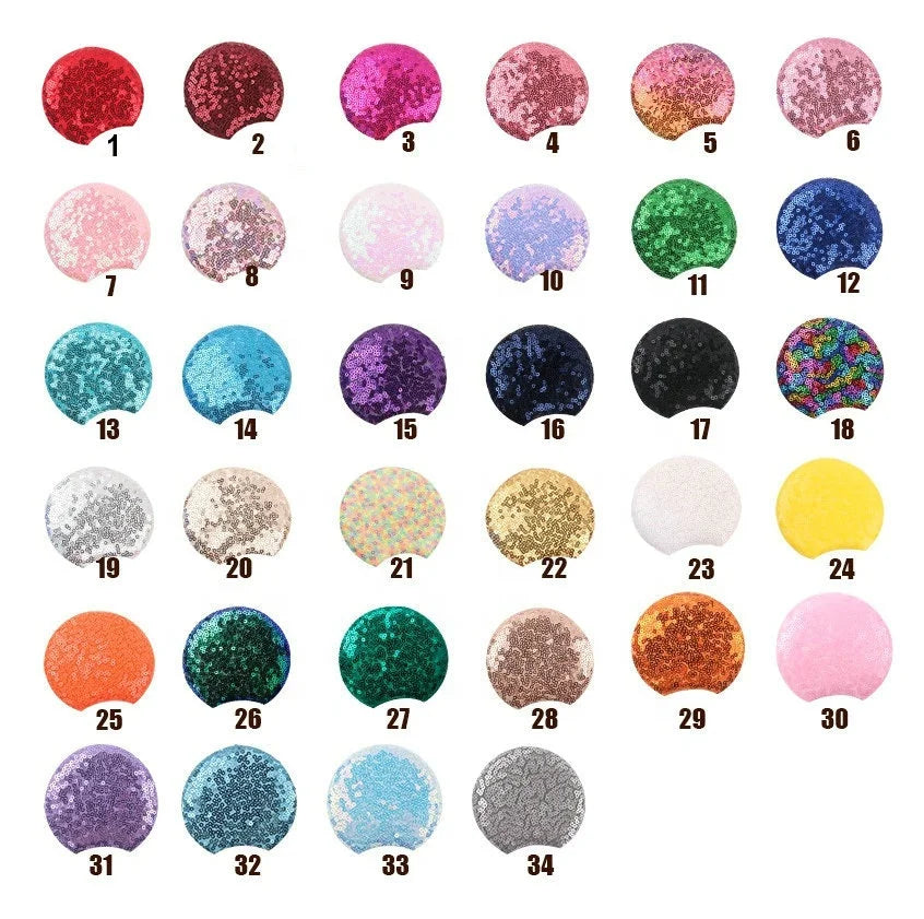 Hot Cartoon Embroidery Effect Rainbow Multiple Colors Two Sides Sequin Party Costume Ball Cute Ears DIY Accessories for Headband