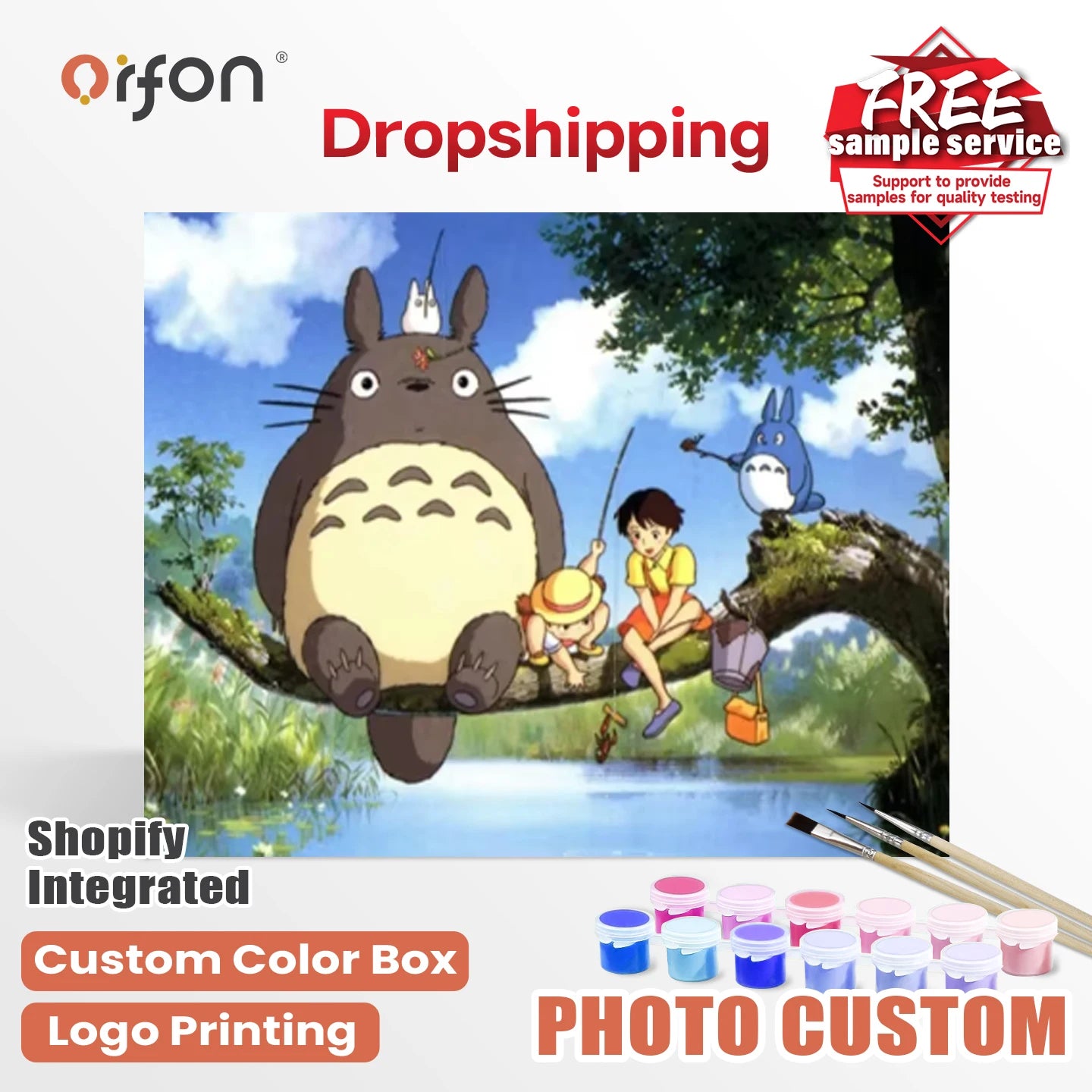 Orfon Dropshipping Anime Totoro Forest Adventure Paint by Numbers Kit - Whimsical Studio Ghibli Art for Home Decor DIY Craft