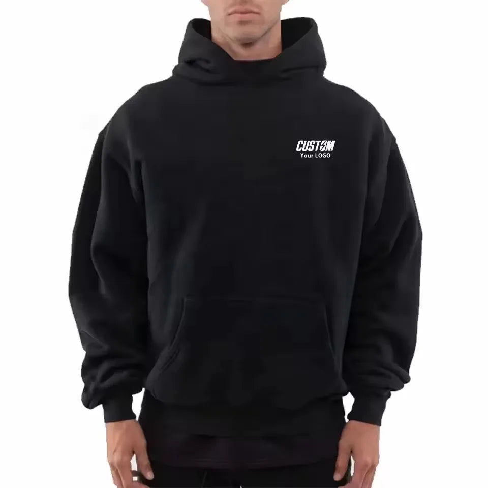 Ready to Ship Black Thick Heavyweight 500gsm 450gsm Hoodies Men Custom logo 100% Cotton Oversized Plain Hoodies No String