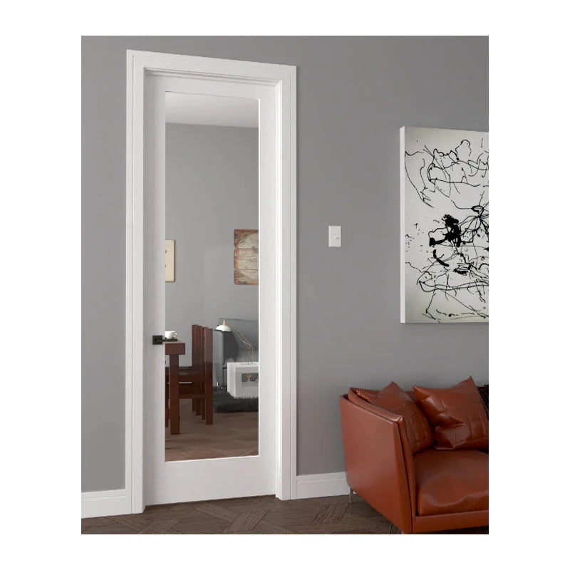 Wish New Fancy Modern Manual Finished Full Lite Clear Glass Interior Wood Door for House