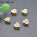 Good Quality Anti Rust 18K Gold Plated Metal Brass Micro CZ Pave Small Heart Spacer Loose Beads Fo DIY Jewelry Bracelet Making